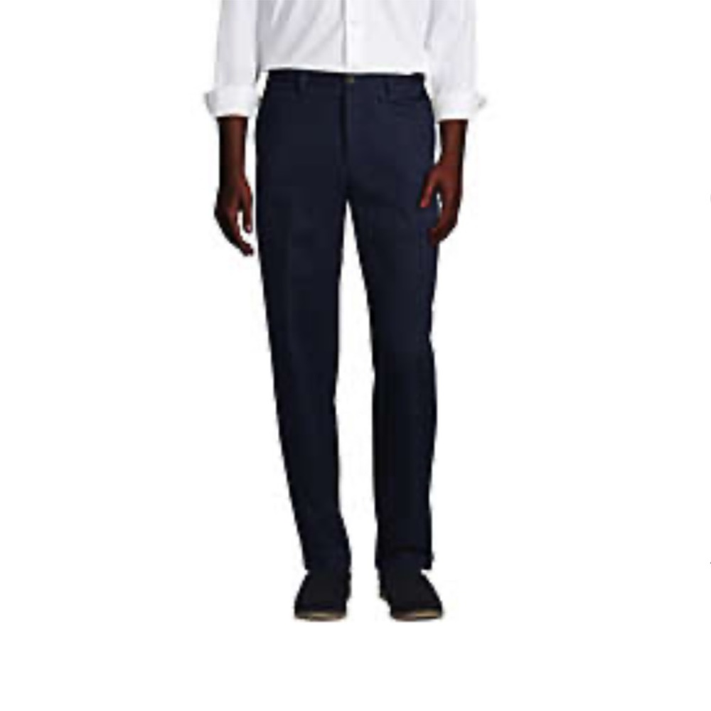 NWT Lands End Chino Pants Comfort Waist No Iron Navy Blue